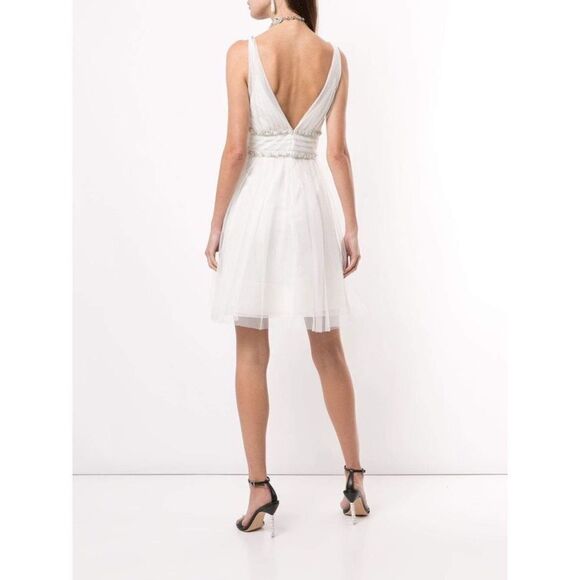 Marchesa Notte Jeweled Waist A Line Dress Ivory Size 6 - Picture 6 of 12